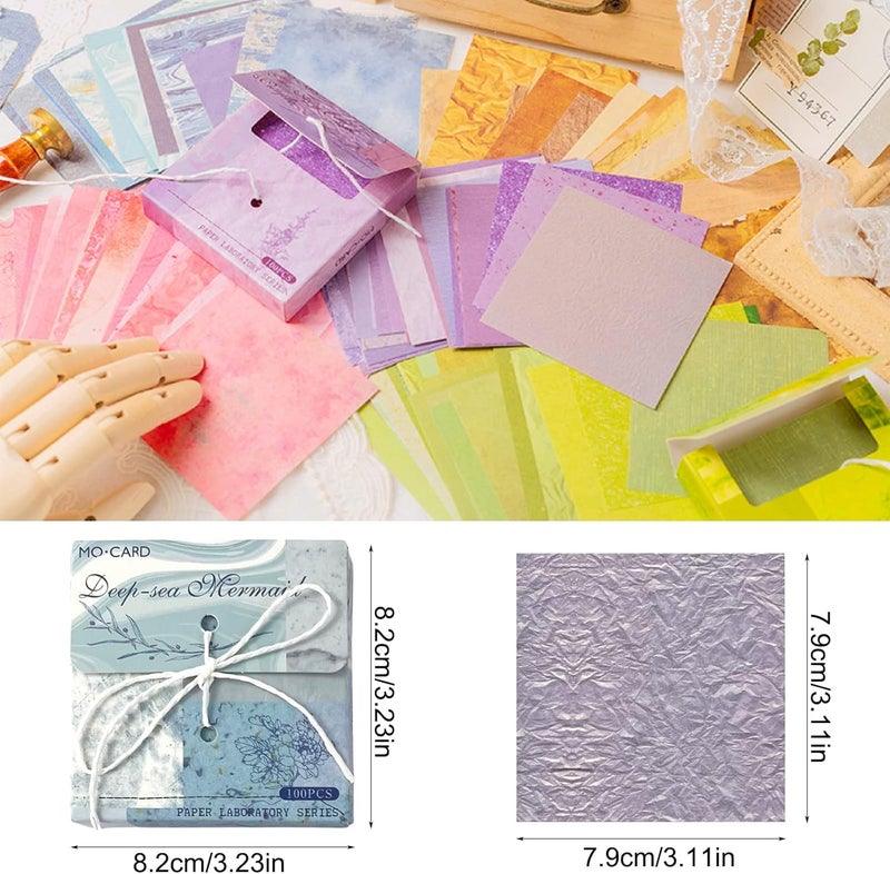 FMOACEN 400 PCS Vintage Scrapbook Paper - Multi-colored (Pink, Gray, Blue, Green) - 3.15 x 3.15 Inch Square Glossy Paper - Decorative Paper Supplies for Scrapbooking, Crafts - Image 2